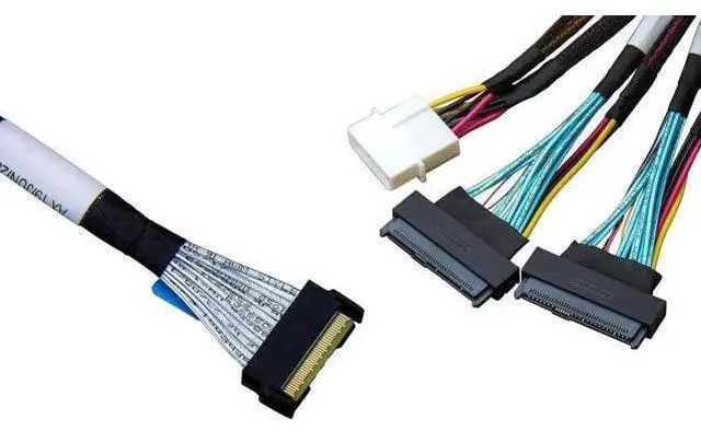 Alt view image 9 of 14 - 80CM PCIe 4.0 MCIO Fanout Cable, SFF-TA-1016 8i 74Pin Mini Cool Edge IO to Dual SFF-8639 U.2 NVMe Storage Cable with Independent Power Supply