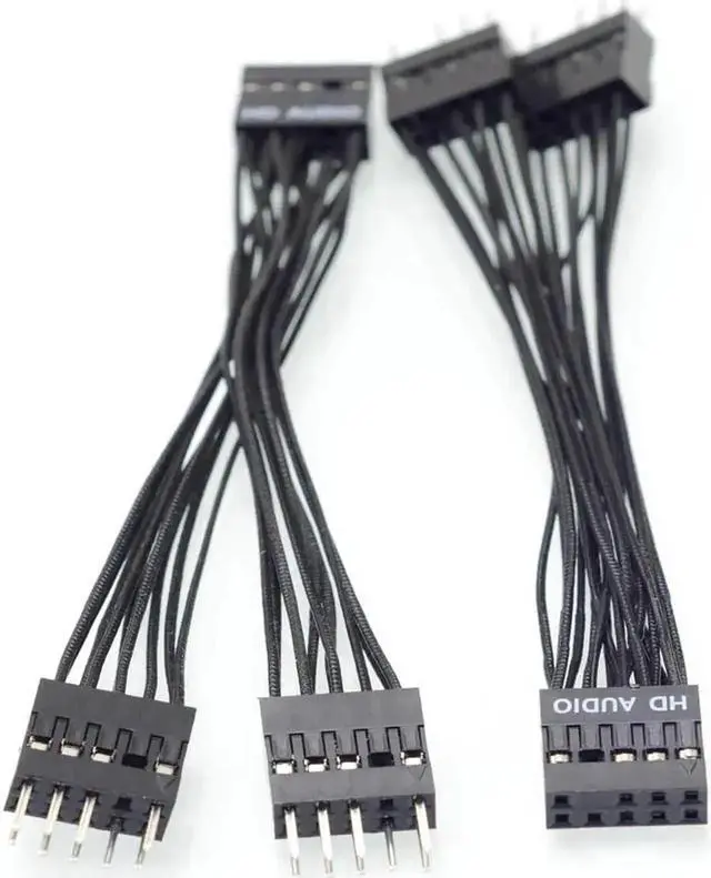 Alt view image 8 of 8 - Motherboard 9Pin HD Audio 1 to 2 Port Multiplier Y Splitter Extension Cable Desktop internal Male to Female cable 10cm