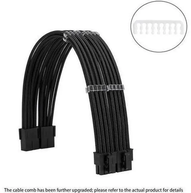 Alt view image 12 of 12 - Black Braided Sleeved PSU Extension Cable Kit, 18AWG ATX 24Pin + EPS 8Pin + PCIe 8Pin with Cable Combs for Motherboard & GPU