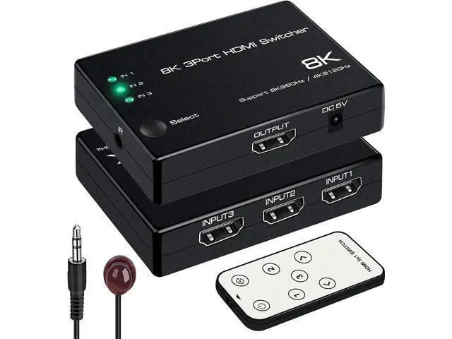 Alt view image 8 of 14 - 3 in 1 Out HDMI 2.1 Switch 8K@60Hz, 4K@120Hz HDMI Switcher 3 Port, 8K HDMI Auto Switch 3x1 Selector with IR Remote for Xbox,PS5,PS4,UHD TV, Support 48Gbps, HDCP 2.3,HDR 10+, 1080P@240Hz