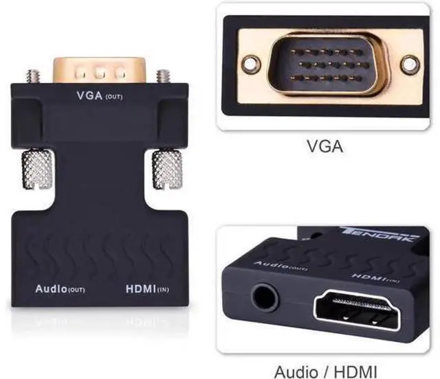 Alt view image 9 of 12 - AOMOPROING HDMI to VGA Converter with Audio, Tendak Gold-Plated 1080P HDMI Female to VGA Male Video Adapter with 3.5mm Stereo Audio for Laptop PC PS3 Xbox STB Blu-ray TV Stick