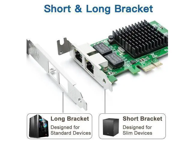 Alt view image 10 of 14 - Gigabit Dual NIC with Intel 82576 Chip, 1Gb Network Card Compare to Intel E1G42ET NIC, 2 RJ45 Ports, PCI Express 2.1 X1, Ethernet Card with Low Profile for Windows/Windows Server/Linux