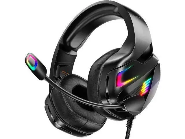 Alt view image 8 of 14 - Wired Gaming Headset for PS5, PS4, PC, Stereo Surround Sound Gaming Headphones with Noise Cancelling Microphone, Over-Ear Gamer Headset with 4 Mode RGB Light for Laptop Mac Switch XboxOne (Black)