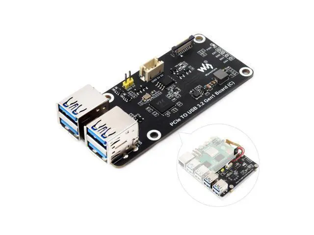 Alt view image 8 of 14 - PCIe to 4-Ch USB3.2 Gen1 Board (C), Compatible with Raspberry Pi 5, Up to 5Gbps Transmission Speed, No Driver Required, Plug and Play