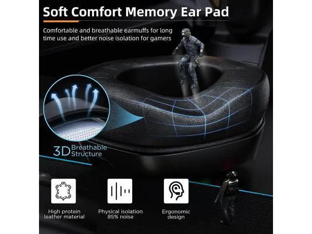 Alt view image 14 of 14 - Wired Gaming Headset for PS5, PS4, PC, Stereo Surround Sound Gaming Headphones with Noise Cancelling Microphone, Over-Ear Gamer Headset with 4 Mode RGB Light for Laptop Mac Switch XboxOne (Black)