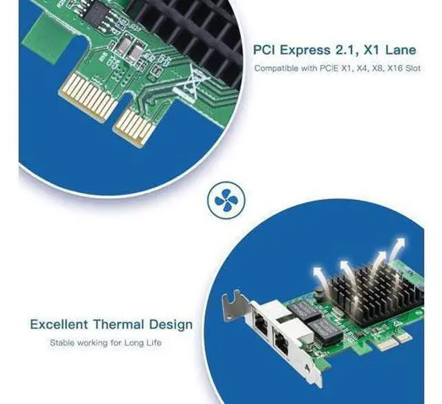 Alt view image 14 of 14 - Gigabit Dual NIC with Intel 82576 Chip, 1Gb Network Card Compare to Intel E1G42ET NIC, 2 RJ45 Ports, PCI Express 2.1 X1, Ethernet Card with Low Profile for Windows/Windows Server/Linux