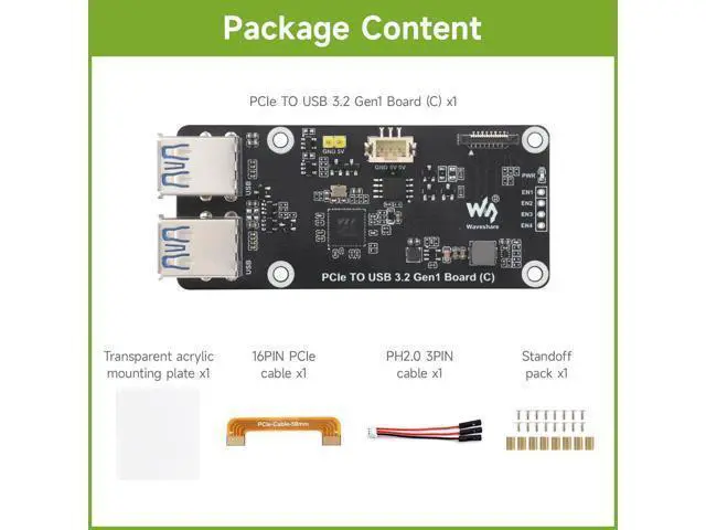 Alt view image 9 of 14 - PCIe to 4-Ch USB3.2 Gen1 Board (C), Compatible with Raspberry Pi 5, Up to 5Gbps Transmission Speed, No Driver Required, Plug and Play