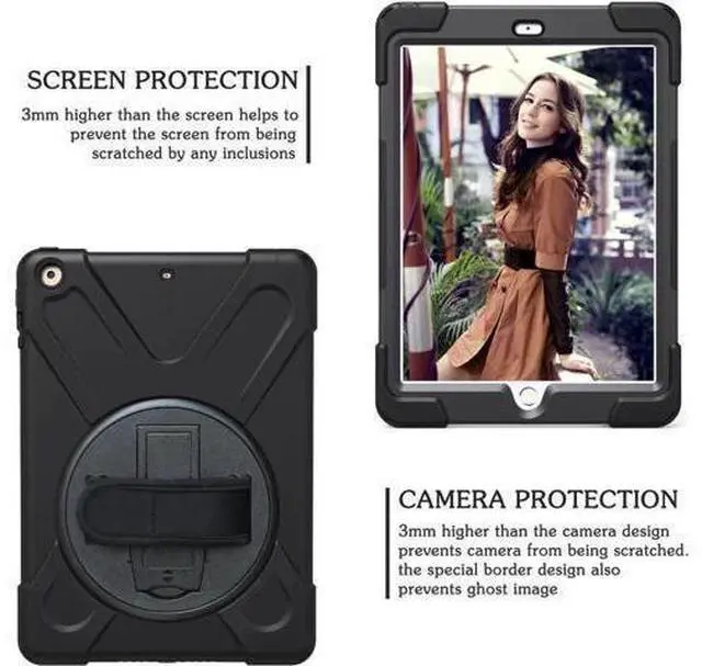 Alt view image 9 of 14 - iPad Mini Case iPad Mini 1 2 3 Case Cover with 360 Degree Rotating Kickstand Hand Grip Strap Shoulder Strap ShockProof Rugged Hybrid Protective Case For Apple iPad Mini 1 2 3 Shell Red