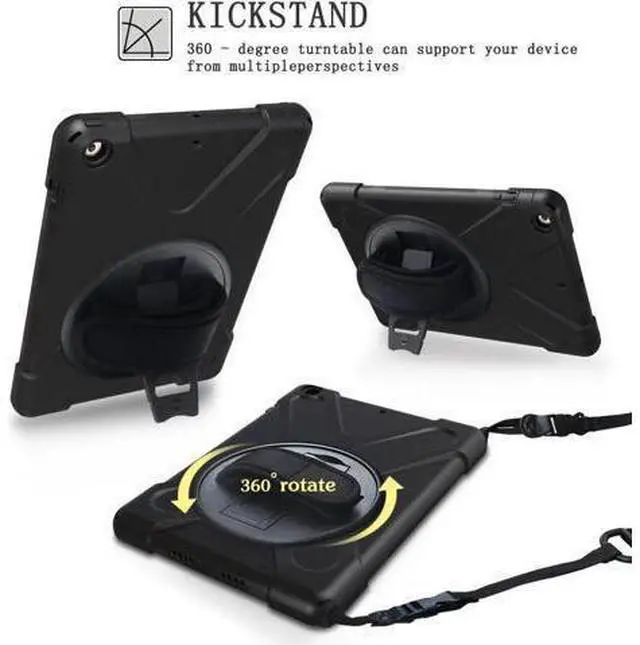 Alt view image 10 of 14 - iPad Mini Case iPad Mini 1 2 3 Case Cover with 360 Degree Rotating Kickstand Hand Grip Strap Shoulder Strap ShockProof Rugged Hybrid Protective Case For Apple iPad Mini 1 2 3 Shell Red