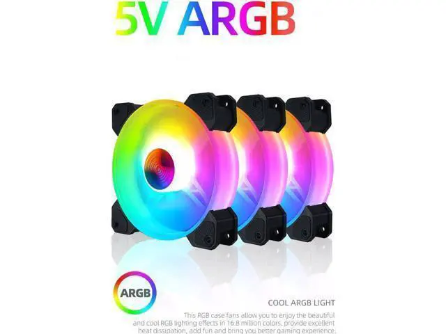 Alt view image 12 of 14 - 14cm ARGB Fan 140mm Case Fan with Music Controller Support AURA SYNC Computer Cooler Cooling RGB Case Fans 14cm