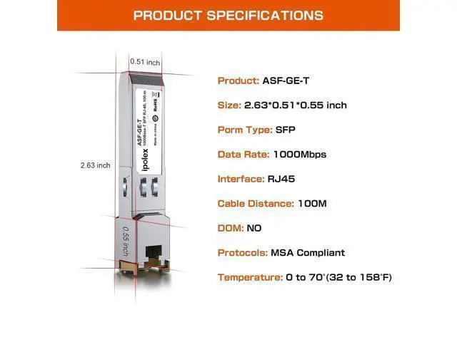 Alt view image 11 of 14 - ipolex Gigabit SFP to RJ45 Copper SFP Transceiver 1000Base-T, 1.25G SFP-T Copper SFP Module, for Ubiquiti UniFi UF-RJ45-1G/UACC-CM-RJ45-1G, Mikrotik, Netgear, TP-Link and More(CAT5e/6,100m) 2-Pack