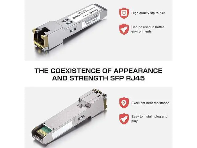 Alt view image 9 of 14 - ipolex Gigabit SFP to RJ45 Copper SFP Transceiver 1000Base-T, 1.25G SFP-T Copper SFP Module, for Ubiquiti UniFi UF-RJ45-1G/UACC-CM-RJ45-1G, Mikrotik, Netgear, TP-Link and More(CAT5e/6,100m) 2-Pack