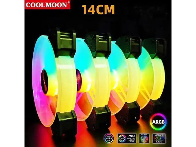 Alt view image 11 of 14 - 14cm ARGB Fan 140mm Case Fan with Music Controller Support AURA SYNC Computer Cooler Cooling RGB Case Fans 14cm
