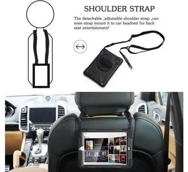 Alt view image 13 of 14 - iPad Mini Case iPad Mini 1 2 3 Case Cover with 360 Degree Rotating Kickstand Hand Grip Strap Shoulder Strap ShockProof Rugged Hybrid Protective Case For Apple iPad Mini 1 2 3 Shell Red