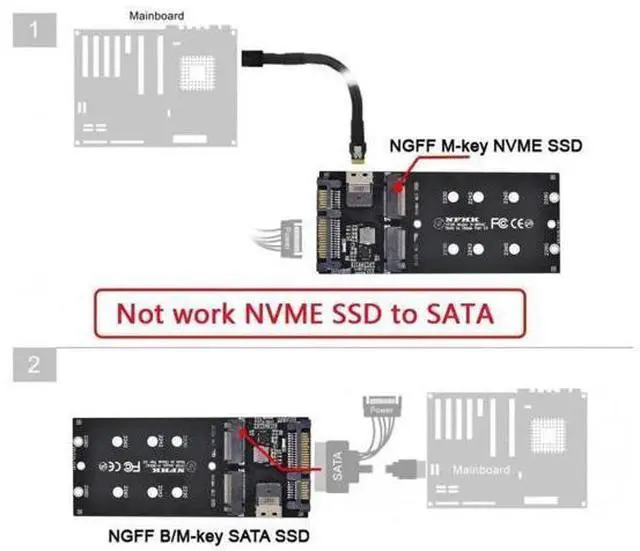 Alt view image 12 of 14 - 2-in-1 Combo Adapter: M.2 NVMe to SFF-8654 + NGFF SATA to SATA Port for Motherboard