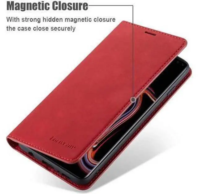 Alt view image 13 of 14 - Case for Samsung Galaxy S20 Ultra Premium PU Leather Cover TPU Bumper with Card Holder Kickstand Shockproof Flip Wallet Cover for Galaxy S20 Ultra Red
