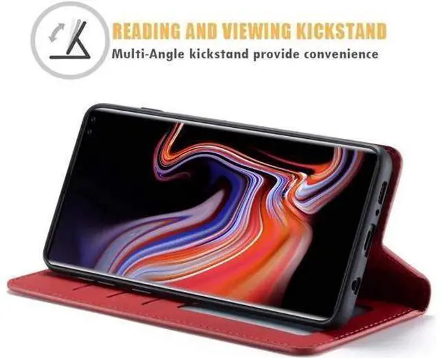 Alt view image 12 of 14 - Case for Samsung Galaxy S20 Ultra Premium PU Leather Cover TPU Bumper with Card Holder Kickstand Shockproof Flip Wallet Cover for Galaxy S20 Ultra Red