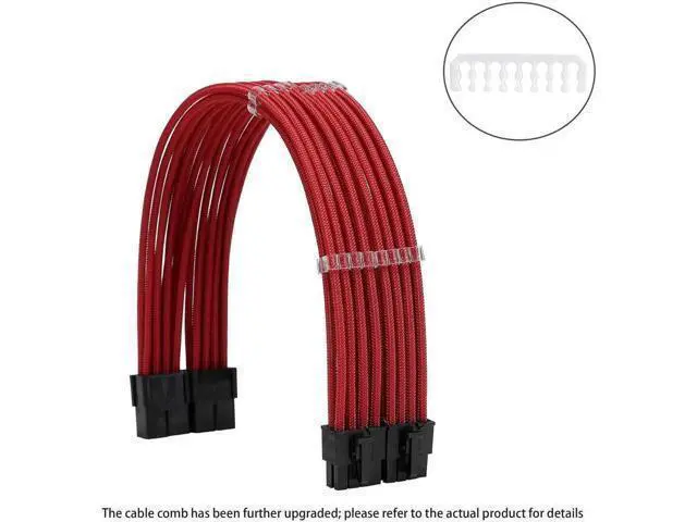 Alt view image 10 of 12 - Red Braided PSU Extension Cable Kit, 18AWG ATX 24Pin + EPS 8Pin + PCIe 8Pin Cables with Cable Combs