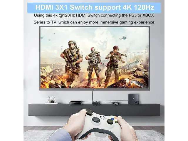 Alt view image 11 of 14 - 3 in 1 Out HDMI 2.1 Switch 8K@60Hz, 4K@120Hz HDMI Switcher 3 Port, 8K HDMI Auto Switch 3x1 Selector with IR Remote for Xbox,PS5,PS4,UHD TV, Support 48Gbps, HDCP 2.3,HDR 10+, 1080P@240Hz