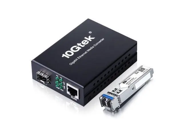 Alt view image 8 of 14 - Fiber to Ethernet Media Converter, Gigabit Single Mode SFP LC Converter, 1000Base-LX to 10/100/1000M RJ45, SMF, 1310nm, up to 20km (12.4miles)