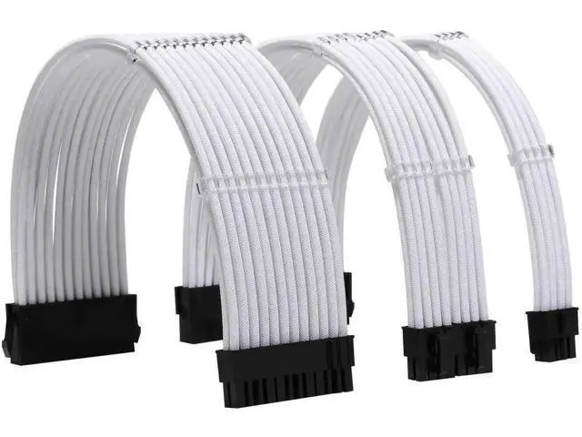 Alt view image 7 of 12 - Black Braided PSU Extension Cable Kit, 18AWG ATX 24Pin + EPS 8Pin + PCIe 8Pin Cables with Cable Combs