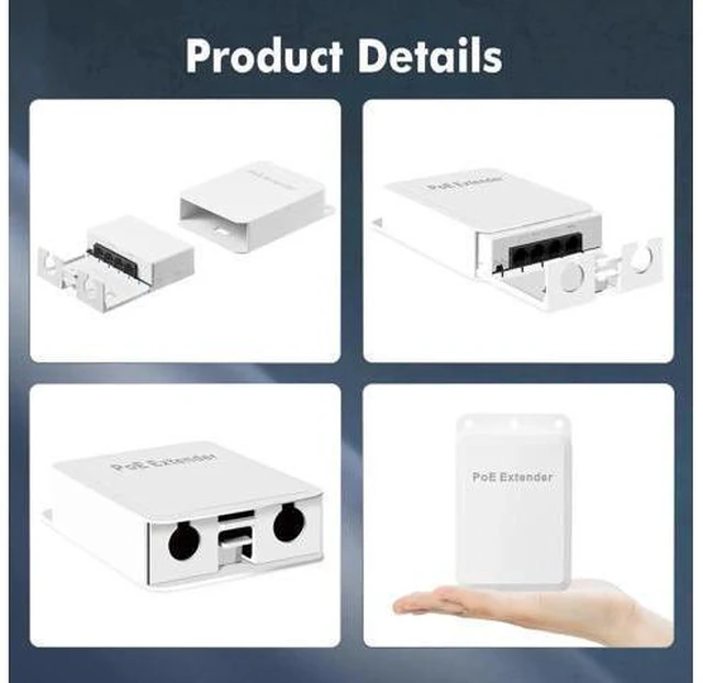 Alt view image 9 of 14 - Aomoproing Outdoor PoE Passthrough Switch - 1 In 3 Out Extender, IEEE802.3af/at Powered, 100Mbps Ethernet, Wall Mount Waterproof Plug and Play