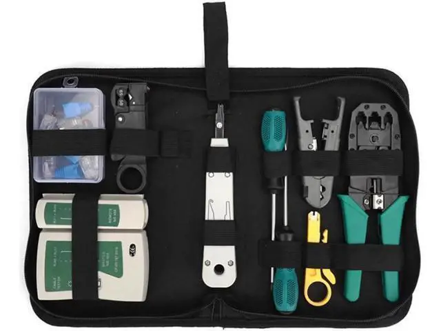 Alt view image 8 of 14 - Aomoproing Network Cable Repair Maintenance Tool Kit Set 11 in 1 Portable Phone Cable Crimper 8P8C 4P4C 6P6C Connectors RJ45 RJ11 Cat5 Cat6 Cable Tester