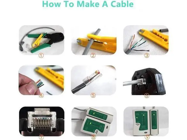 Alt view image 9 of 14 - Aomoproing Network Cable Repair Maintenance Tool Kit Set 11 in 1 Portable Phone Cable Crimper 8P8C 4P4C 6P6C Connectors RJ45 RJ11 Cat5 Cat6 Cable Tester
