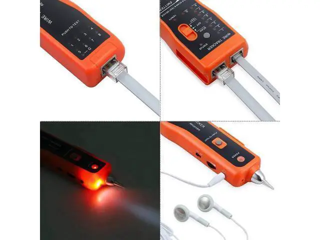 Alt view image 13 of 14 - Wire Tester RJ45 RJ11 Cable Tracker Line Finder Multifunction Wire Tracker Ethernet LAN Network Cat5 Cat6 with Earphone for Cable Collation, Network Maintenance Collation, Telephone Line Test