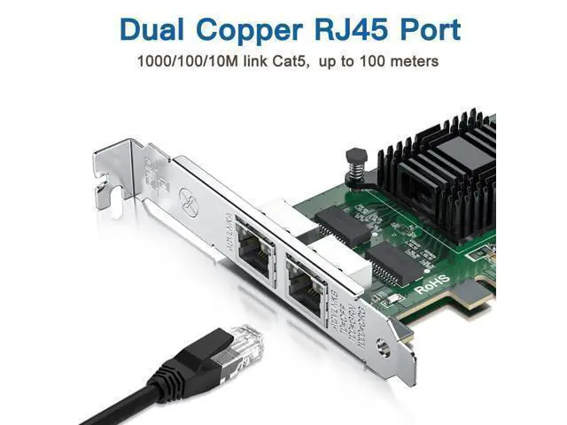 Alt view image 8 of 12 - H!Fiber Gigabit Dual NIC with Intel 82571 Chip, 1Gb Network Card Compare to Intel E1G42ET NIC, 2 RJ45 Ports, PCI Express X1, Ethernet Card with Low Profile for Windows/Windows Server/Linux