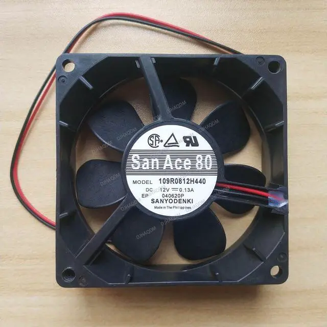 Alt view image 6 of 10 - Compatible for SANYO San Ace 80 109R0812H440 12V 0.13A 8cm 8025 2-Wire Cooling Fan