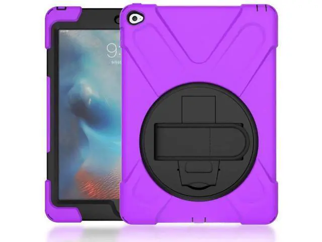 Alt view image 13 of 14 - iPad Air 2 Case 9.7 Inch 2014 Case for iPad Model A1566 / A1567, 360 Degrees Built-in Stand Heavy Duty Hand&Shoulder Strap Full-Body Protective Case for iPad Air 2 Purple
