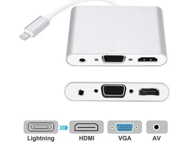 Alt view image 8 of 14 - Compatible with iPhone iPad Lightning to HDMI VGA AV Adapter, Anlyso Latest 4 in 1 HDMI VGA Audio AV Converter Compatible with iPhone Xs MAX XR X 8 7 6 Plus iPad Mini Air Pro to TV Projector Monitor