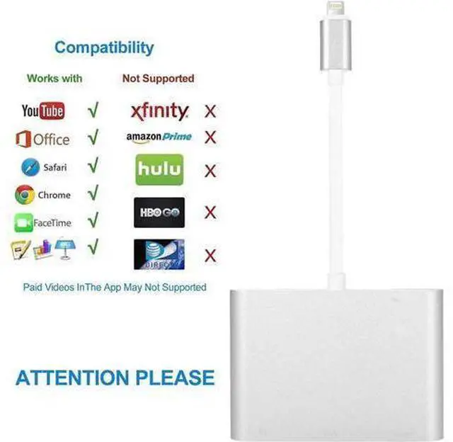 Alt view image 11 of 14 - Compatible with iPhone iPad Lightning to HDMI VGA AV Adapter, Anlyso Latest 4 in 1 HDMI VGA Audio AV Converter Compatible with iPhone Xs MAX XR X 8 7 6 Plus iPad Mini Air Pro to TV Projector Monitor