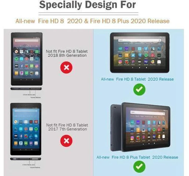 Alt view image 14 of 14 - Case for All-New Kindle Fire HD 8 2020 / Fire HD 8 Plus 2020 10th Generation Ultra Slim Smart PC Shell Folding Stand Cover with Auto Sleep Wake