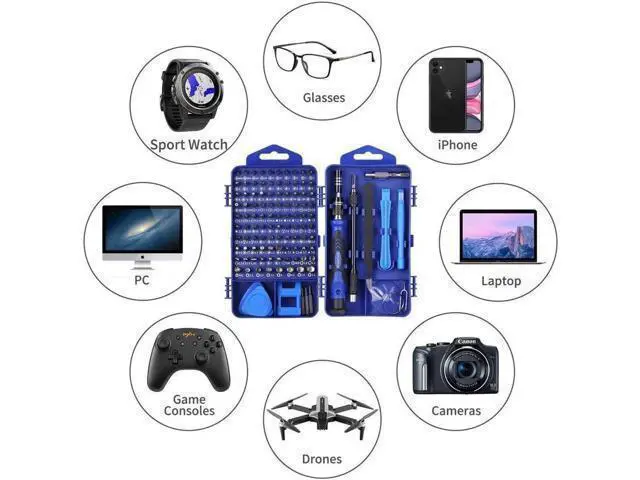 Alt view image 9 of 14 - Computer Repair Kit, 122 in 1 Magnetic Laptop Screwdriver Kit, Precision Screwdriver Set, Small Impact Screw Driver Set with Case for Computer, Laptop, PC, for iPhone, Watch,Ps4 DIY Hand Tools