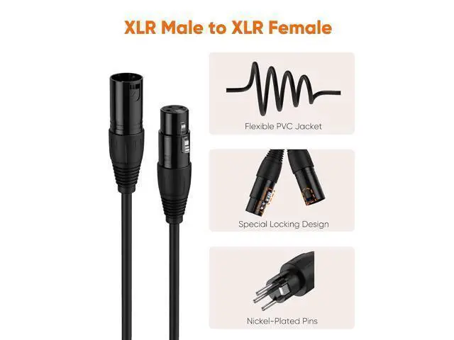 Alt view image 10 of 14 - 50FT XLR Male to Female Balanced 3 PIN Microphone Cable Compatible with Shure SM, Behringer, Speaker Systems, Radio Stations and More, Black