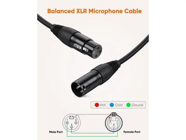 Alt view image 9 of 14 - 50FT XLR Male to Female Balanced 3 PIN Microphone Cable Compatible with Shure SM, Behringer, Speaker Systems, Radio Stations and More, Black