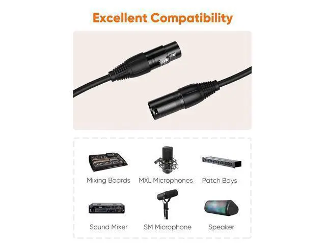 Alt view image 13 of 14 - 50FT XLR Male to Female Balanced 3 PIN Microphone Cable Compatible with Shure SM, Behringer, Speaker Systems, Radio Stations and More, Black