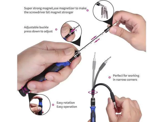 Alt view image 10 of 14 - Computer Repair Kit, 122 in 1 Magnetic Laptop Screwdriver Kit, Precision Screwdriver Set, Small Impact Screw Driver Set with Case for Computer, Laptop, PC, for iPhone, Watch,Ps4 DIY Hand Tools