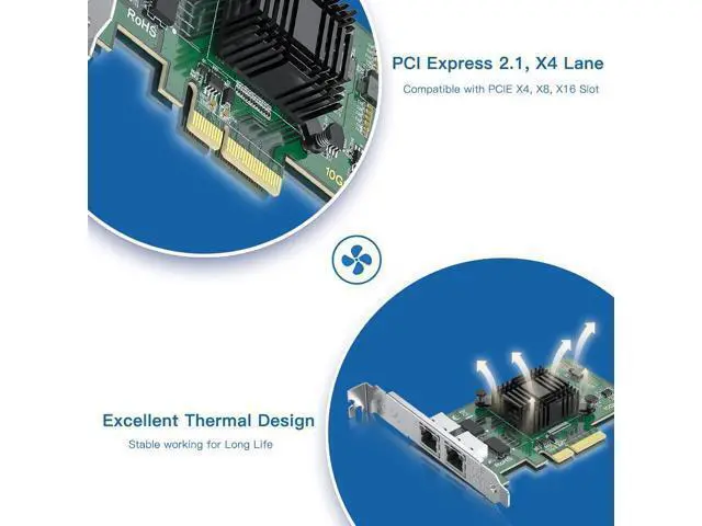 Alt view image 10 of 12 - H!Fiber Gigabit Dual NIC with Intel 82576 Chip, 1Gb Network Card Compare to Intel E1G42ET NIC, 2 RJ45 Ports, PCI Express 2.0 X4, Ethernet Card with Low Profile for Windows/Windows Server/Linux