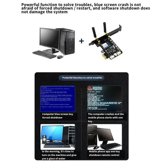 Alt view image 3 of 4 - Tuya Computer Power Reset Switch PCIe Card for PC Destop Computer,APP Remote Control,Support Google Home,MINI Card