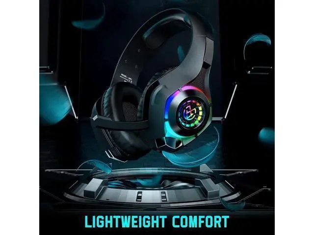 Alt view image 8 of 12 - Wired Gaming Headset for PS4 PS5 Switch Xbox One PC with RGB Light, Noise Canceling Mic, Surround Sound Gaming Headphones