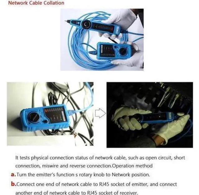 Alt view image 11 of 12 - Aomoproing 1PCS RJ11 RJ45 Cat5 Cat6 Telephone Wire Tracker Tracer Toner Ethernet LAN Network Cable Tester Detector Line Finder