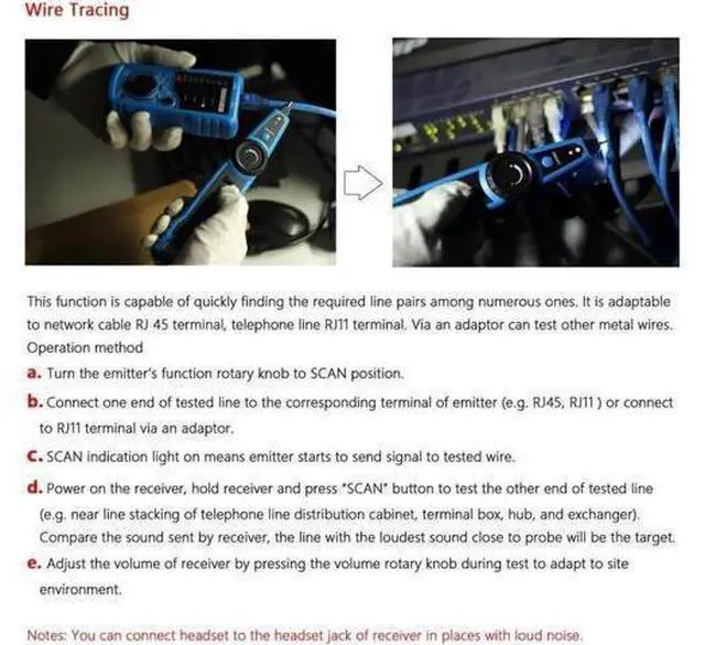 Alt view image 9 of 12 - Aomoproing 1PCS RJ11 RJ45 Cat5 Cat6 Telephone Wire Tracker Tracer Toner Ethernet LAN Network Cable Tester Detector Line Finder