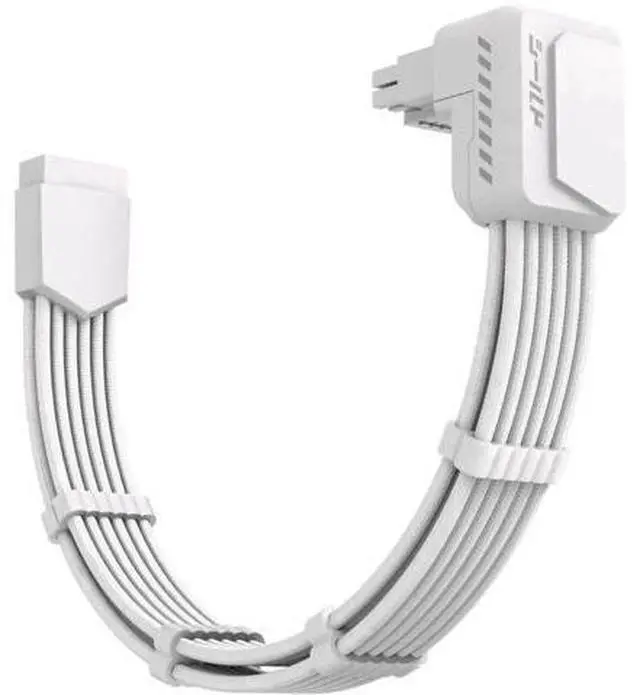 Alt view image 8 of 14 - White Shield PCIe 5.1 GPU Extension Cable with 90° 12V2x6 Adapter, 16Pin 12VHPWR Cord with Cable Combs, Standard Type, Fits RTX 40/50 Series GPUs