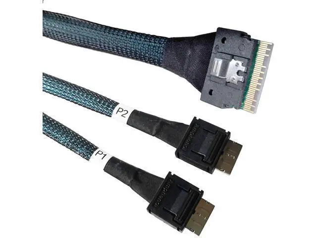 Alt view image 11 of 12 - 80cm SlimSAS Splitter Cable, SFF-8654 74Pin 8X to Dual SFF-8643 36Pin 2×4X Mini SAS HD Server Internal Storage Cable