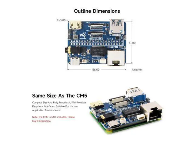 Alt view image 9 of 10 - Nano Base Board (B), Compatible with Raspberry Pi Compute Module 5, Same Size As The CM5, Base Board for Compute Module 5 Lite/eMMC