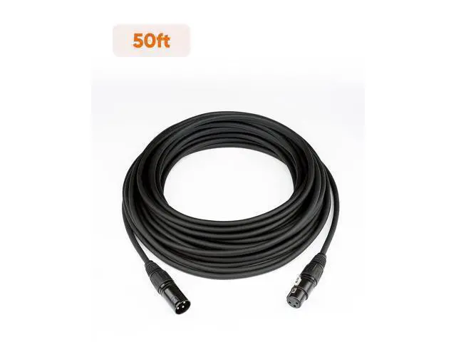 Alt view image 14 of 14 - 50FT XLR Male to Female Balanced 3 PIN Microphone Cable Compatible with Shure SM, Behringer, Speaker Systems, Radio Stations and More, Black