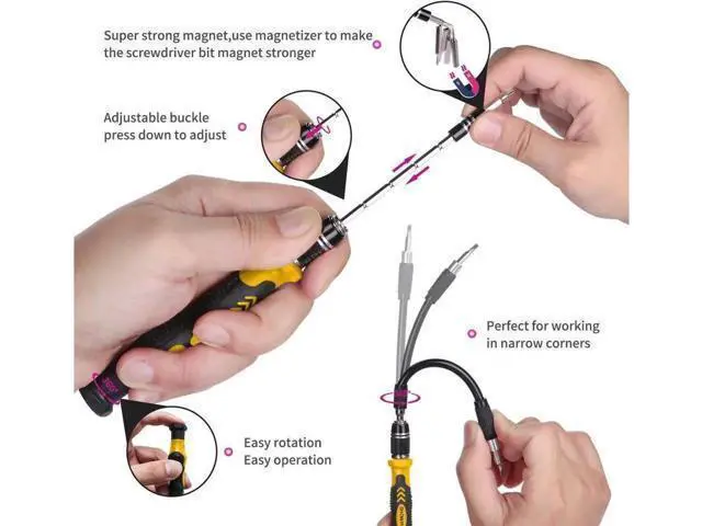 Alt view image 11 of 14 - Computer Repair Kit, 122 in 1 Magnetic Laptop Screwdriver Kit, Precision Screwdriver Set, Small Impact Screw Driver Set with Case for Computer, Laptop, PC, for iPhone, Watch,Hand Tools Yellow